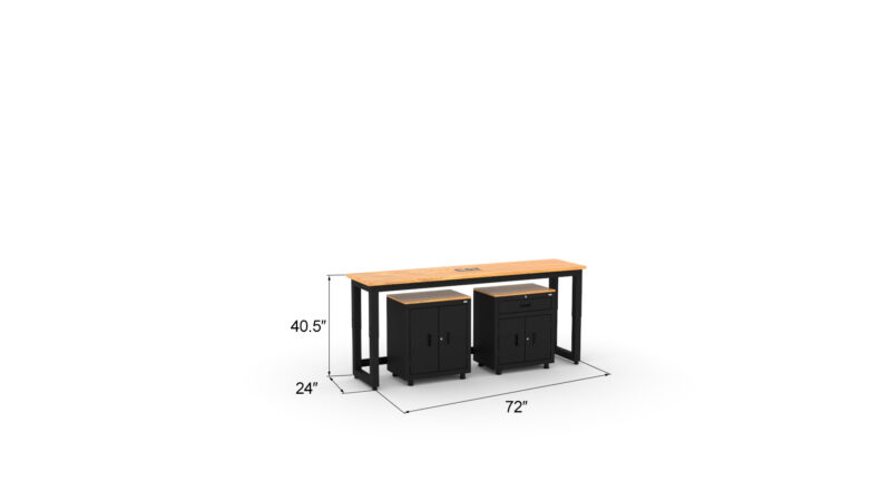Ensemble de rangement de garage Cat avec 1 armoire basse, 1 armoire murale et établi de 72 pouces