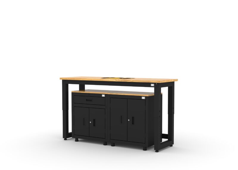 Ensemble de rangement de garage Cat avec 1 armoire basse, 1 armoire murale et établi de 72 pouces