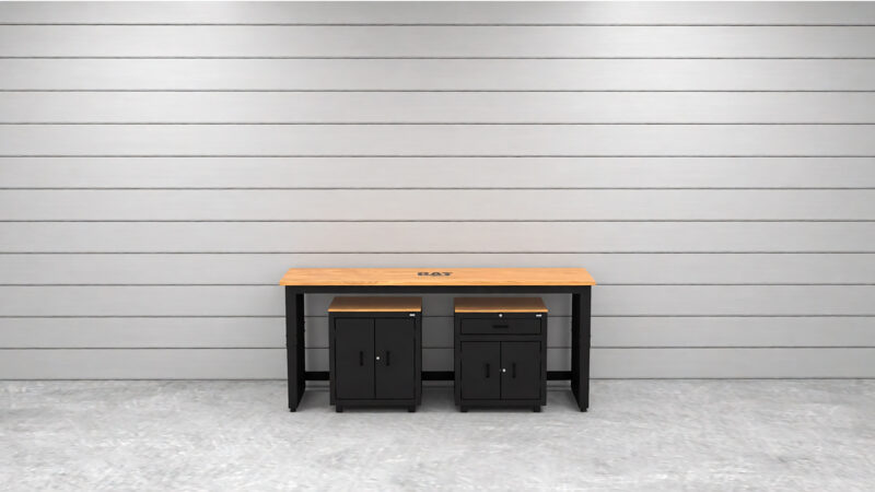 Ensemble de rangement de garage Cat avec 1 armoire basse, 1 armoire murale et établi de 72 pouces