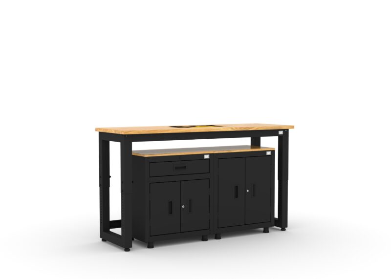 Ensemble de rangement de garage Cat avec 1 armoire basse, 1 armoire murale et établi de 72 pouces