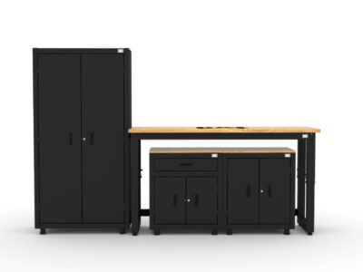 Garage storage cabinets with 1 locker, 1 wall cabinet and 1 base cabinet