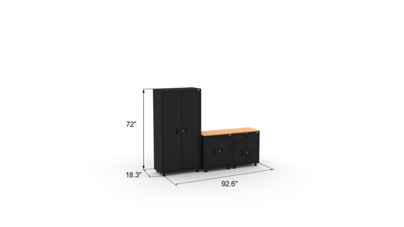 Ensemble d'armoires de rangement pour garage Cat avec 1 casier, 1 armoire basse et 1 armoire basse à tiroirs