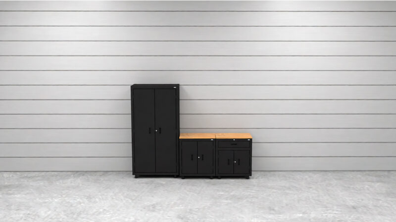 Ensemble d'armoires de rangement pour garage Cat avec 1 casier, 1 armoire basse et 1 armoire basse à tiroirs
