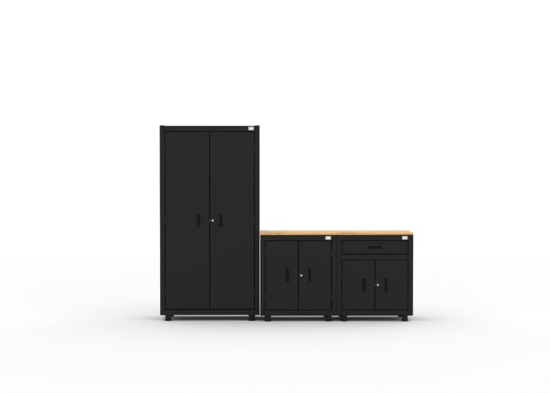 Ensemble d'armoires de rangement pour garage Cat avec 1 casier, 1 armoire basse et 1 armoire basse à tiroirs