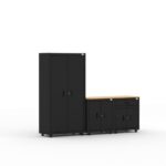 Ensemble d'armoires de rangement pour garage Cat avec 1 casier, 1 armoire basse et 1 armoire basse à tiroirs