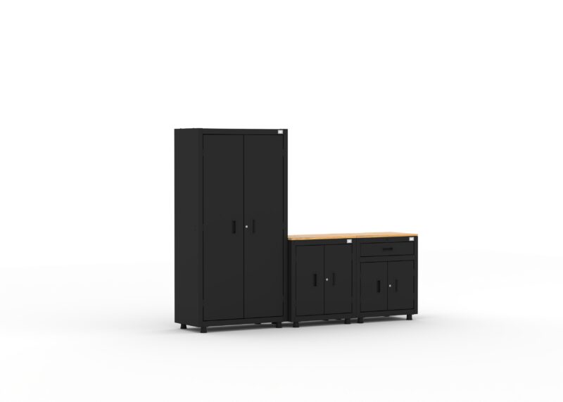 Ensemble d'armoires de rangement pour garage Cat avec 1 casier, 1 armoire basse et 1 armoire basse à tiroirs