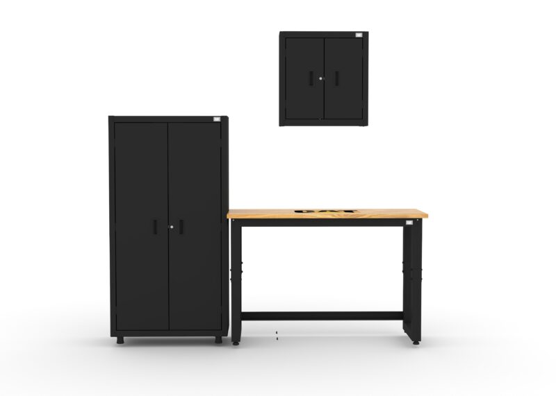 Ensemble d'armoires de rangement CAT avec 1 casier, 1 armoire murale et établi de 48 pouces