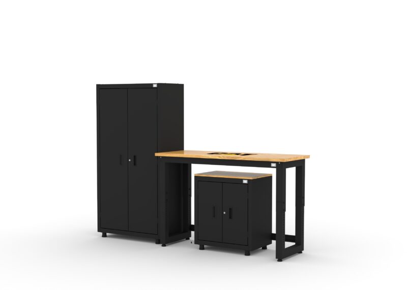 CAT RTASETF left CAT storage cabinet set with 1 locker, 1 wall cabinet and 48 inch workbench