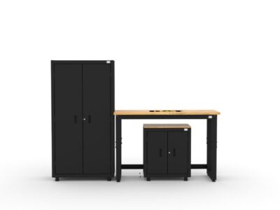 Ensemble d'armoires de rangement CAT avec 1 casier, 1 armoire murale et établi de 48 pouces