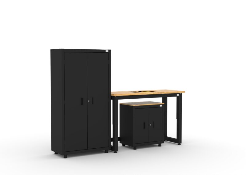 CAT RTASETF right CAT storage cabinet set with 1 locker, 1 wall cabinet and 48 inch workbench