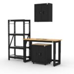 Armoires de rangement de garage CAT avec armoire murale, armoire de base, étagère et établi de 48 pouces
