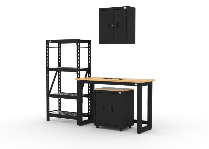 Armoires de rangement de garage CAT avec armoire murale, armoire de base, étagère et établi de 48 pouces