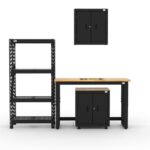 Armoires de rangement de garage CAT avec armoire murale, armoire de base, étagère et établi de 48 pouces