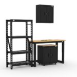 Armoires de rangement de garage CAT avec armoire murale, armoire de base, étagère et établi de 48 pouces