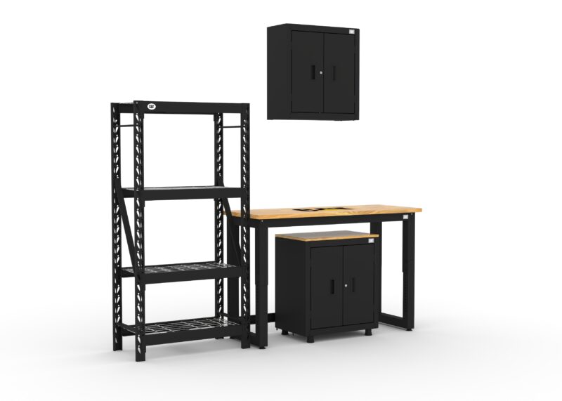 Armoires de rangement de garage CAT avec armoire murale, armoire de base, étagère et établi de 48 pouces