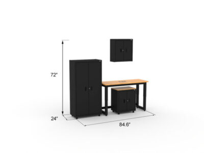 CAT garage storage cabinets with wall cabinet, base cabinet, shelving unit and 48 inch workbench