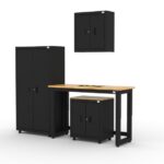 Armoires de rangement de garage CAT avec armoire murale, armoire de base, étagère et établi de 48 pouces