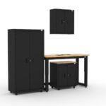 Armoires de rangement de garage CAT avec armoire murale, armoire de base, étagère et établi de 48 pouces