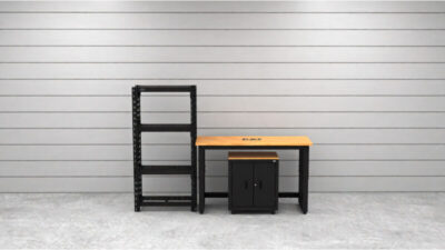 Armoires de rangement GARAGE CAT avec 1 armoire de base, 1 étagère et établi de 48 pouces