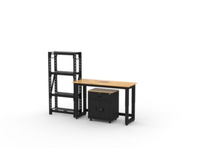 CAT garage storage cabinets with 1 drawer-base cabinet, 1 shelving unit and 48 inch workbench