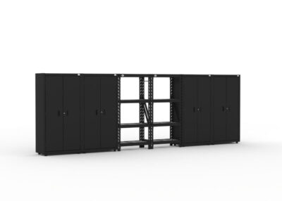 RTASETBZleft CAT garage storage cabinets with 4 lockers and shelving unit storage