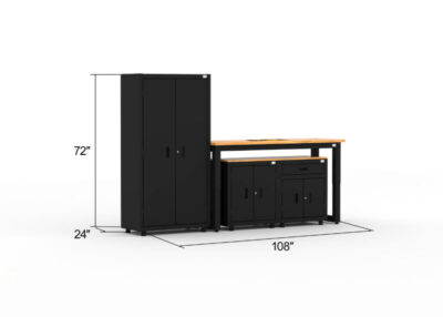 Armoires de rangement de garage avec 1 casier, 1 armoire murale et 1 armoire de base
