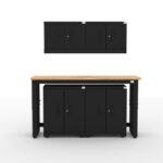 CAT garage storage cabinet set with 2 wall cabinets, 2 base cabinets and 72 inch worktop