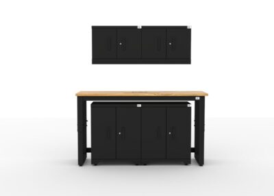 CAT garage storage cabinet set with 2 wall cabinets, 2 base cabinets and 72 inch worktop