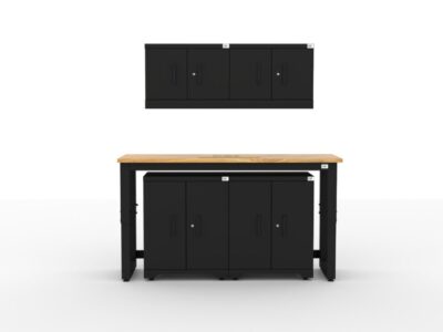 CAT garage storage cabinet set with 2 wall cabinets, 2 base cabinets and 72 inch worktop