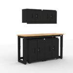 CAT garage storage cabinet set with 2 wall cabinets, 2 base cabinets and 72 inch worktop