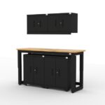 CAT garage storage cabinet set with 2 wall cabinets, 2 base cabinets and 72 inch worktop