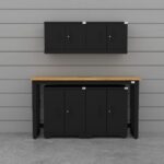 CAT garage storage cabinet set with 2 wall cabinets, 2 base cabinets and 72 inch worktop
