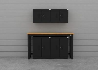 CAT garage storage cabinet set with 2 wall cabinets, 2 base cabinets and 72 inch worktop