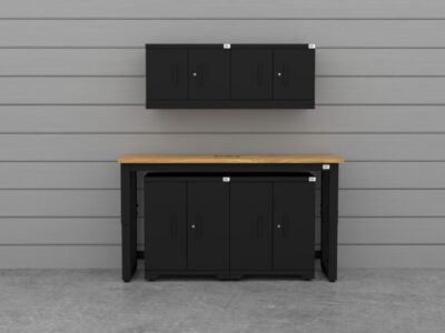 CAT garage storage cabinet set with 2 wall cabinets, 2 base cabinets and 72 inch worktop