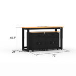 Unité de rangement de garage avec 2 caissons bas à 1 tiroir et 2 portes et établi de 72 pouces