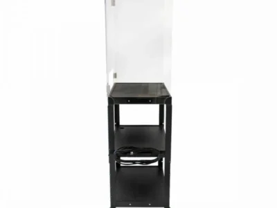 Luxor Adjustable Height 3 Shelf Steel AV Cart with Acrylic Sneeze Guard2