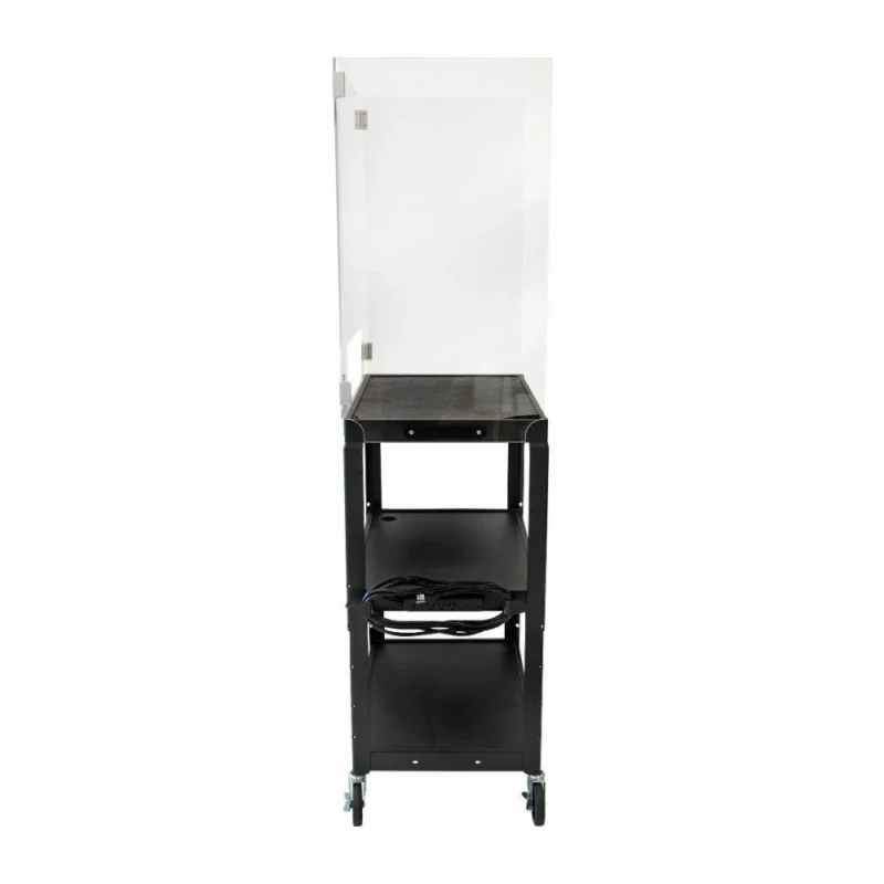 Luxor Adjustable Height 3 Shelf Steel AV Cart with Acrylic Sneeze Guard2 Luxor Adjustable Height 3 Shelf Steel AV Cart with Acrylic Sneeze Guard2