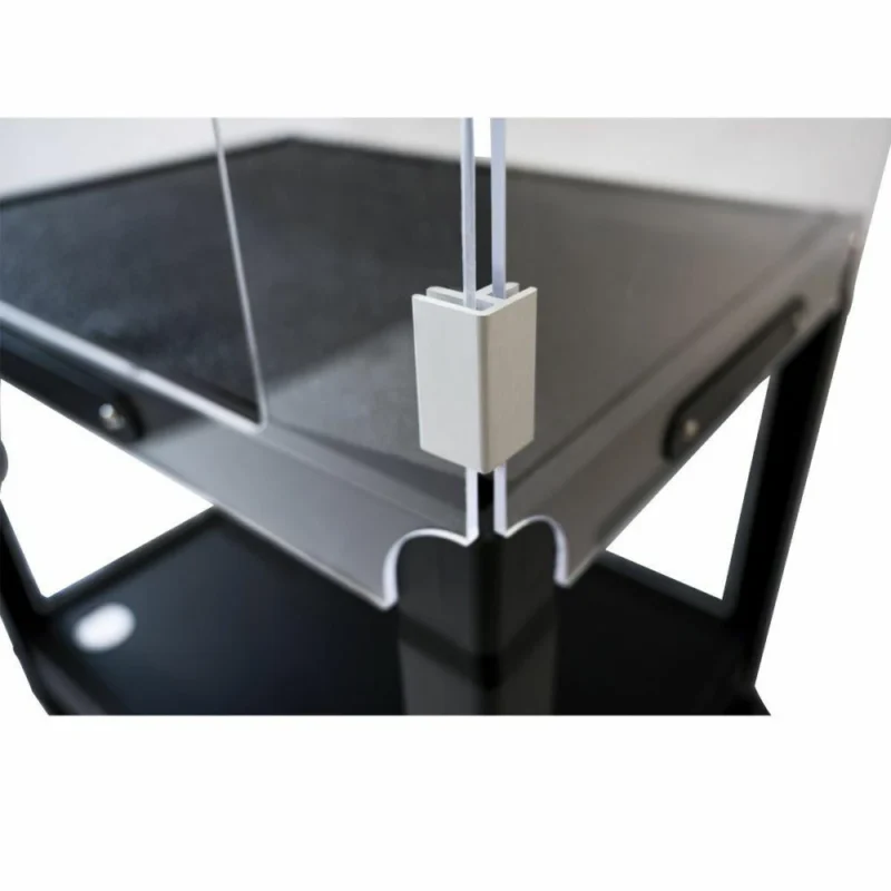 Luxor Adjustable Height 3 Shelf Steel AV Cart with Acrylic Sneeze Guard4 Luxor Adjustable Height 3 Shelf Steel AV Cart with Acrylic Sneeze Guard4