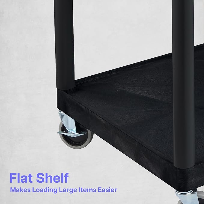 Luxor Flat Shelf Cart Two Shelves Black5 Luxor Flat Shelf Cart Two Shelves Black5