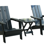 LCO Erie Series 3PC Adirondack Chairs & Table Set - Black