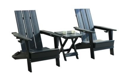 Main Image LCO Erie Series 3PC Adirondack Chairs & Table Set - Black