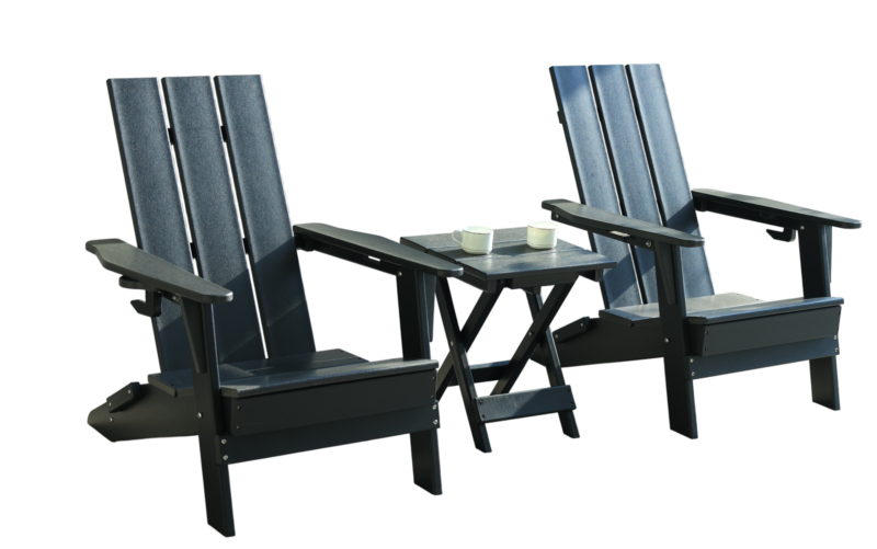 Main Image LCO Erie Series 3PC Adirondack Chairs & Table Set - Black