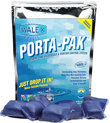 Walex Porta Pak Désodorisant pour réservoir d'eaux usées pour véhicules de loisirs et bateaux 50 paquets Parfum frais