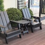 LCO Erie Series 3PC Adirondack Chairs & Table Set - Black