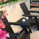 LCO Erie Series 3PC Adirondack Chairs & Table Set - Black