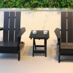 LCO Erie Series 3PC Adirondack Chairs & Table Set - Black