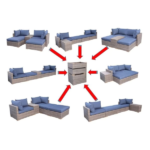 Allspace 5 piece Rattan Patio Set with Sunbrella Cushions Blue1.webp