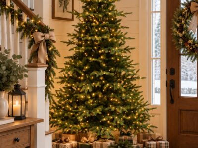 Monarch 9 ft Simcoe Spruce Pre-Lit Christmas Tree, 700 Warm White LED Lights, 56"