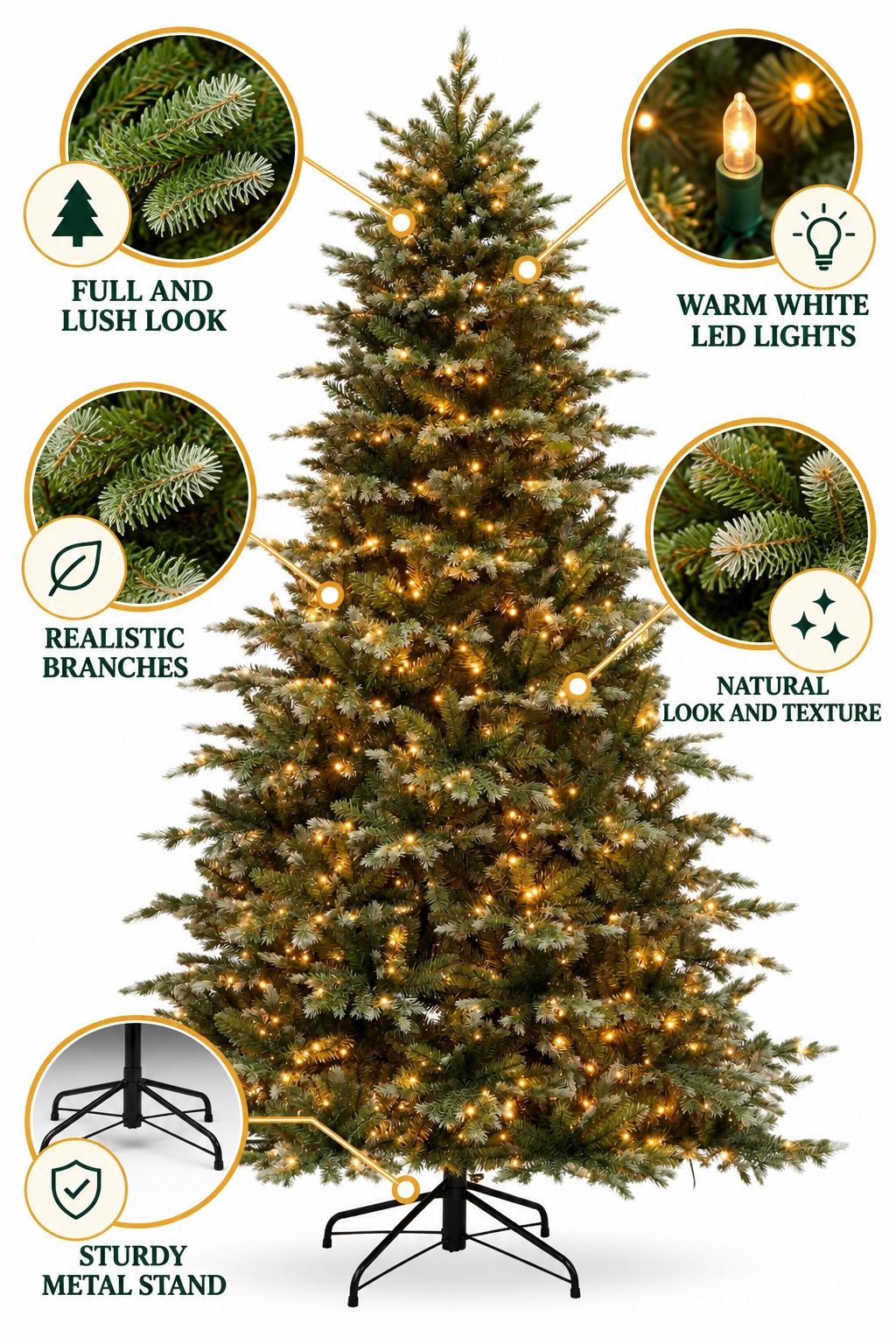 40084409 - Detail Monarch 9 ft Terranova Blue Spruce Pre-Lit Christmas Tree, 1,000 LEDs