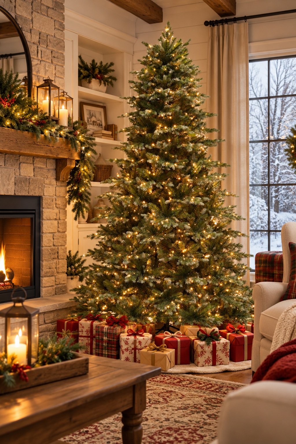 40084409 - Rustic Farmhouse Christmas Glow Monarch 9 ft Terranova Blue Spruce Pre-Lit Christmas Tree, 1,000 LEDs